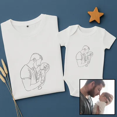 Personalized Father's Day Line Art Dad Baby Matching Set