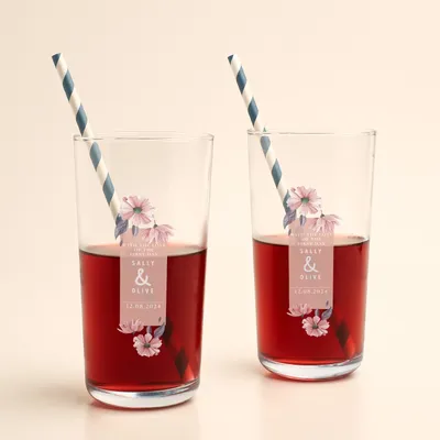 Personalized First Day Memory Beverage Glass Set for Couples