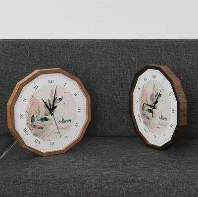 Personalized Floral Wooden Wall Clock for Home Decor