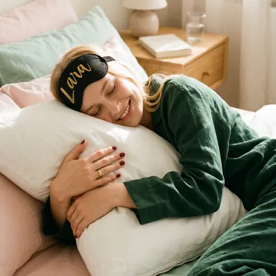 Personalized Gold Name Sleep Mask for Her