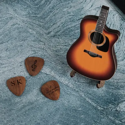 Personalized Guitar Pick Set with Engraved Message in Gift Box