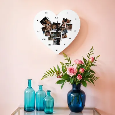 Personalized Heart Photo Collage Wall Clock