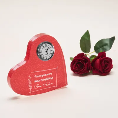 Personalized Heart Shaped Acrylic Table Clock