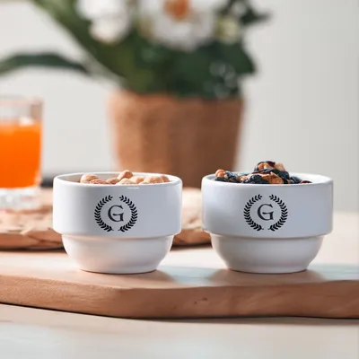 Personalized Initial Ceramic Bowl Set for Gifts