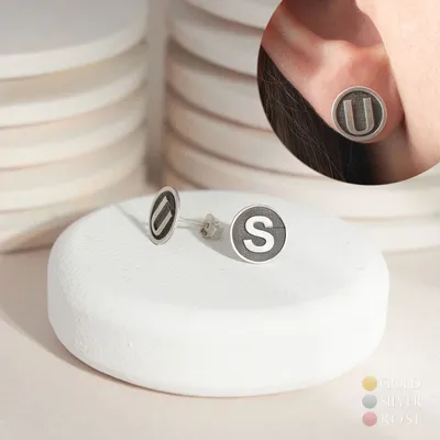 Personalized Initial Silver Earrings