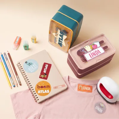 Personalized Kids Lunch Box Set – Name Stickers or Iron-On Labels