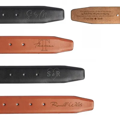 Personalized Leather Belt with Initials and Message