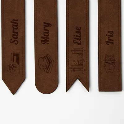 Personalized Leather Cat-Themed Bookmark Set for Book Lovers