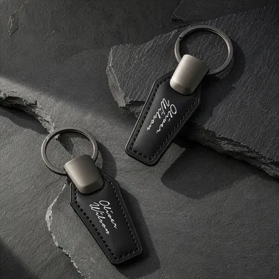 Personalized Leather Keychain with Signature Style