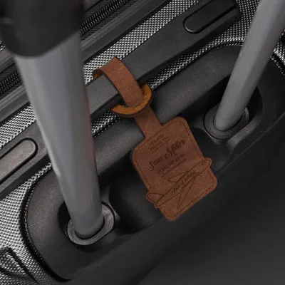 Personalised Leather Luggage Tag for Travel Enthusiasts