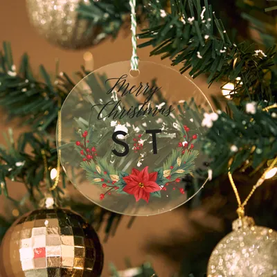 Personalized Letter Design Transparent Christmas Ornament