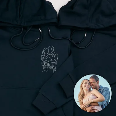 Personalized Line Art Couple Sweatshirt Set