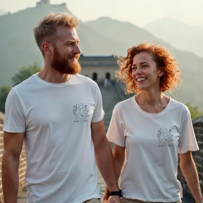 Personalized Line Art T-Shirts for Couples