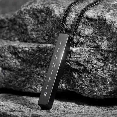 Personalized Matte Black Column Pendant for Men