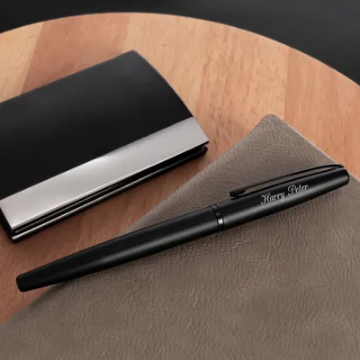 Personalized Matte Black Roller Pen