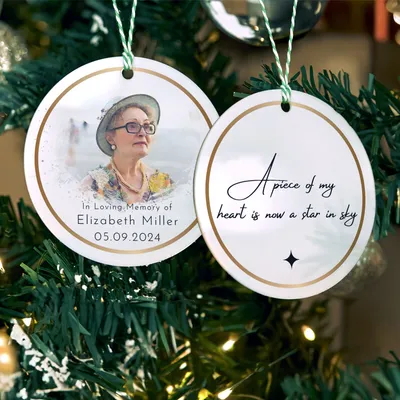 Personalized Memorial Photo Christmas Ornament Keepsake Gift