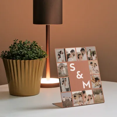 Personalized Metal Photo Collage with Initial Design