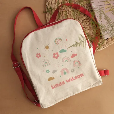 Personalized Minimal Rainbow Backpack