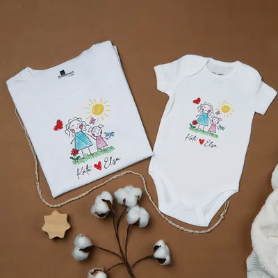 Personalized Mom T-Shirt and Baby Bodysuit Combo
