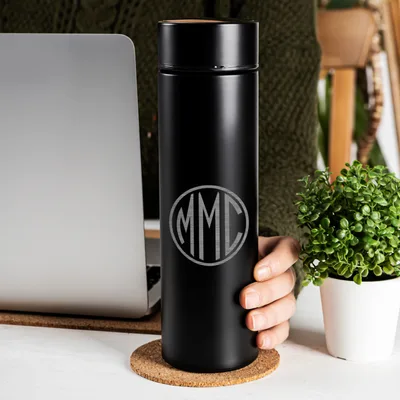 Personalized Monogram Letter Printed Digital Temperature Display Thermos