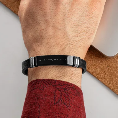 Personalized Morse Code Leather Bracelet