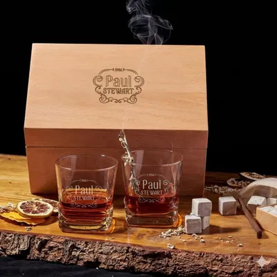 Personalized Name 2-Piece Whiskey Glass Set