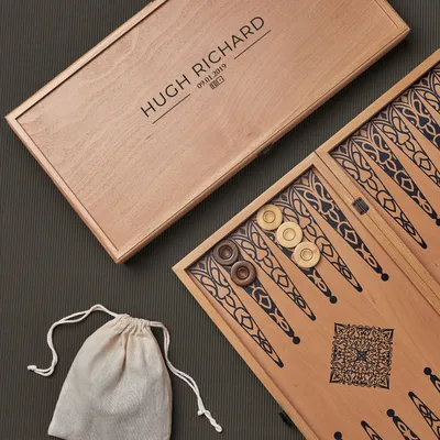 Personalized Name and Date Beech Wood Backgammon Set