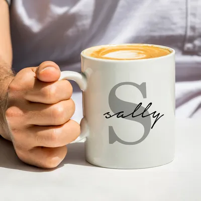 Personalized Name and Initial Printed Coffee Mug
