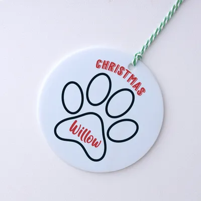 Personalized Name Paw Design Acrylic Christmas Tree Ornament