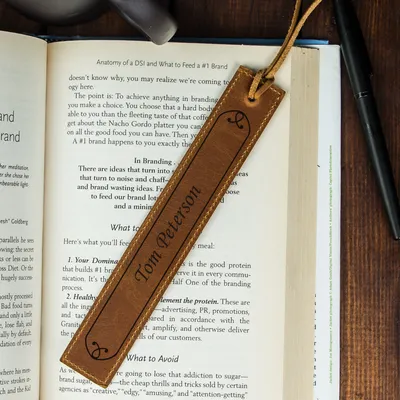 Personalized Name Written Leather Bookmark
