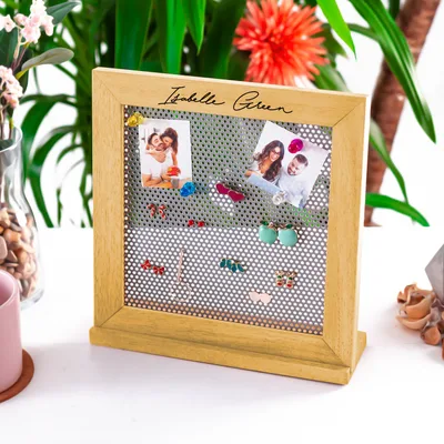 Personalized Natural Wooden Earring Holder