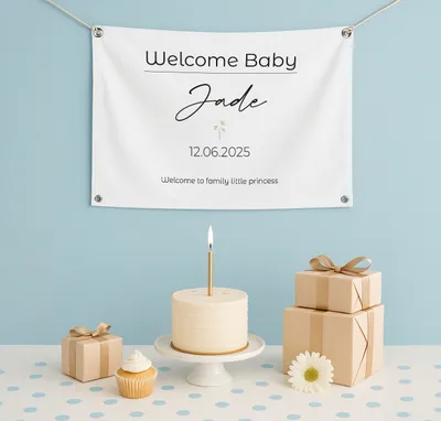 Personalized Newborn Welcome Baby Banner - 17 x 27 inches