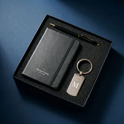 Personalized Notebook Pen and Keychain Gift Set