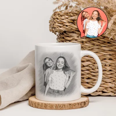 Personalized Pencil Sketch Photo Mug