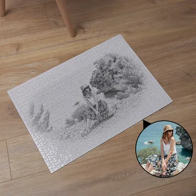 Personalized Pencil Sketch Photo Puzzle – 1000 Pieces