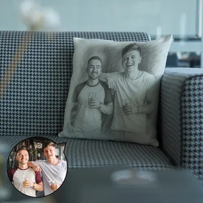 Personalized Pencil Sketch Throw Pillow