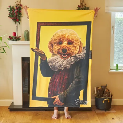 Personalized Pet Portrait Framed Design TV Throw Blanket - Sofa Cover