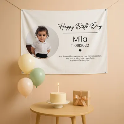 Personalized Photo and Message Birthday Banner - 27 x 37 inches