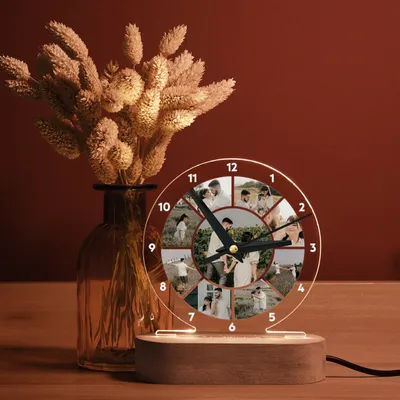 Personalized Photo Collage Clock with LED Light