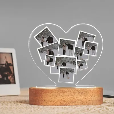 Personalized Photo Collage Heart Lamp