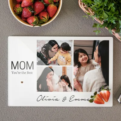 Personalized Photo Glass Cutting Board for Mother's Day