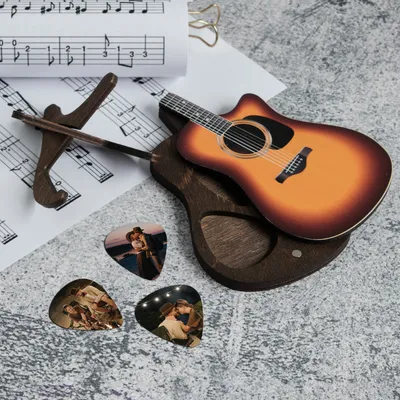 Personalized Photo Guitar Pick and Wooden Box Set