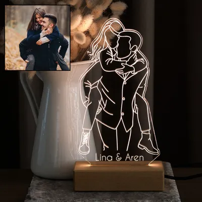 Personalized Photo Line Art LED Lamp Gift