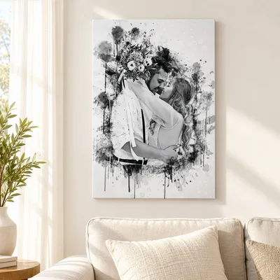 Personalized Photo Printed Charcoal Canvas Picture