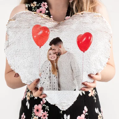Personalized Photo Printed Heart Shaped Magic Pillow