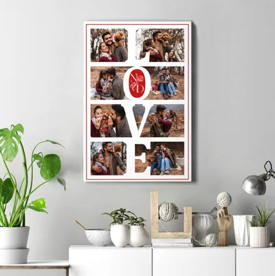 Personalized Photo Printed LOVE Design Canvas Picture