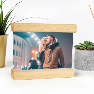 Personalized Photo Printed Plexiglass with Wooden Base