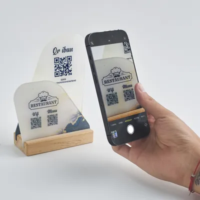 Personalized Restaurant Logo QR IBAN and Menu Stand