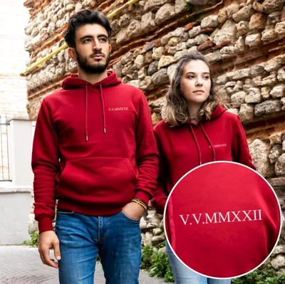 Personalized Roman Numeral Hoodie Set for Couples