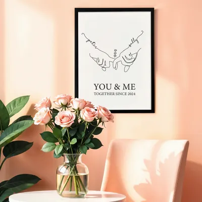 Personalized Romantic Couple Hand-In-Hand Frame